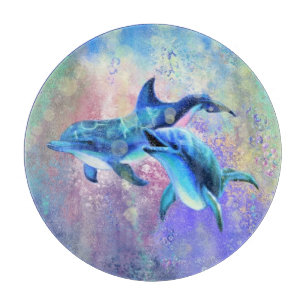 Dolphin Couple - Voeg uw Afbeelding/tekst toe Snijplank