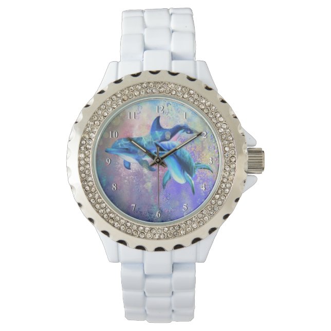 Dolphin Couple Watch Valentijnsdag Gift Horloge (Voorkant)