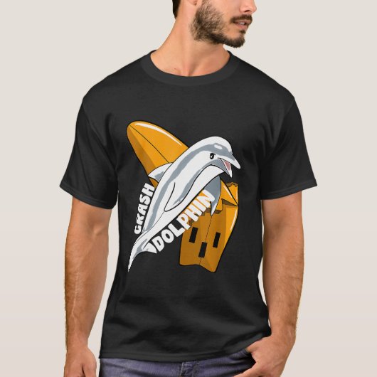 Dolphin Crash Surfboard Surfgeschenk T-shirt (Voorkant)
