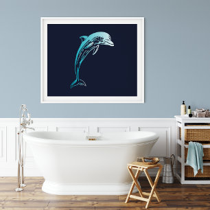 Dolphin Created Print Muurafdrukken van dolfijne