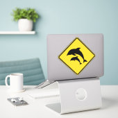 Dolphin Crossing Sticker (Laptop op bureau)