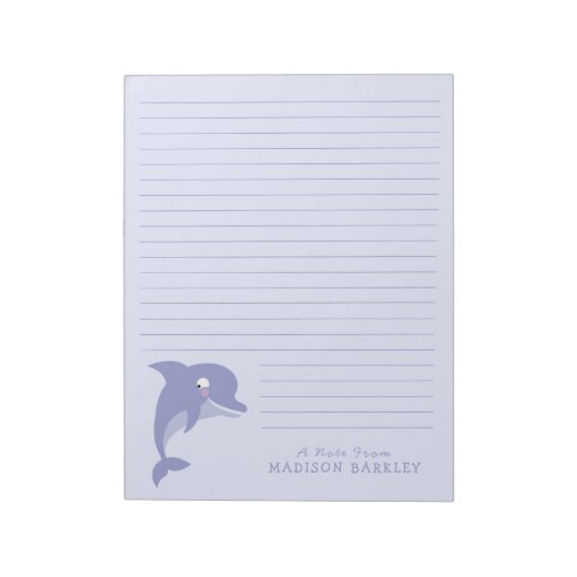 Dolphin Cute Kind Personal Briefpapier Notitieblok (Linkerzijde)