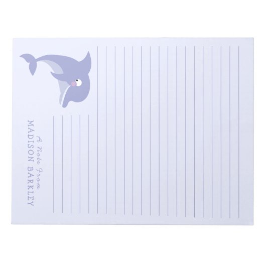 Dolphin Cute Kind Personal Briefpapier Notitieblok (Voorkant)