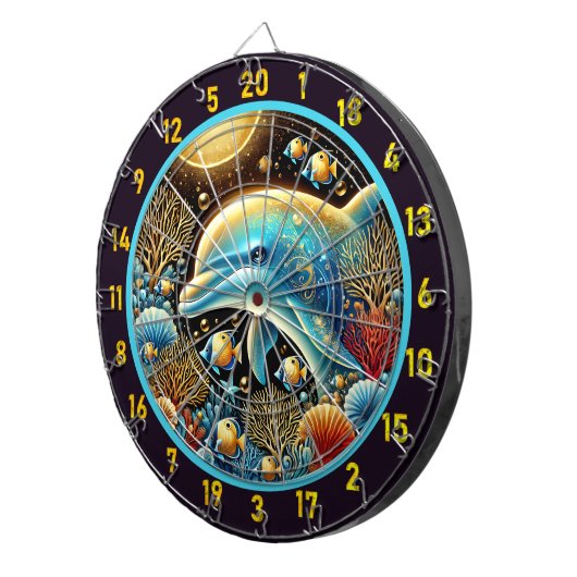 Dolphin Dance Coral Reef Dartboard Dartbord (Voorkant Rechts)