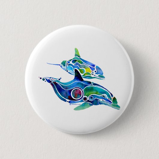Dolphin Dance Ronde Button 5,7 Cm (Voorkant)