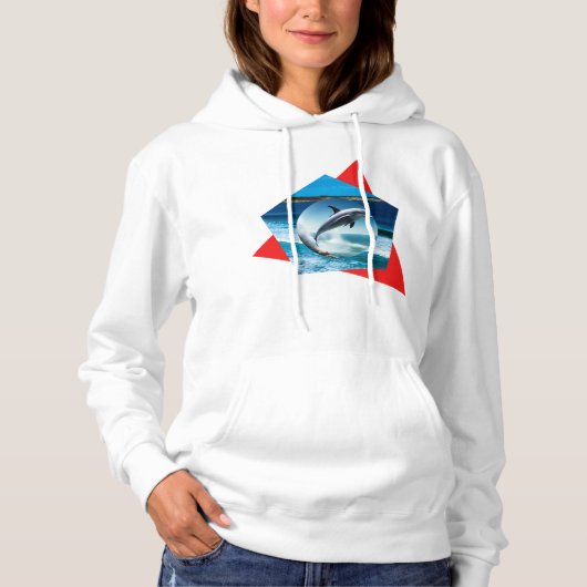 Dolphin danst op de golven, dames Hoodie (Voorkant)