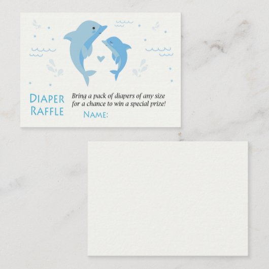Dolphin Diaper Raffle Tickets (Voorkant / Achterkant)
