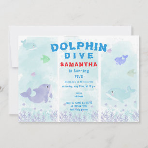 Dolphin Dive Aquarium Ocean Swim Kids Verjaardag Kaart