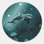 Dolphin Dream Ronde Sticker (Voorkant)