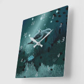 Dolphin Dream Vierkante Klok (Hoek)