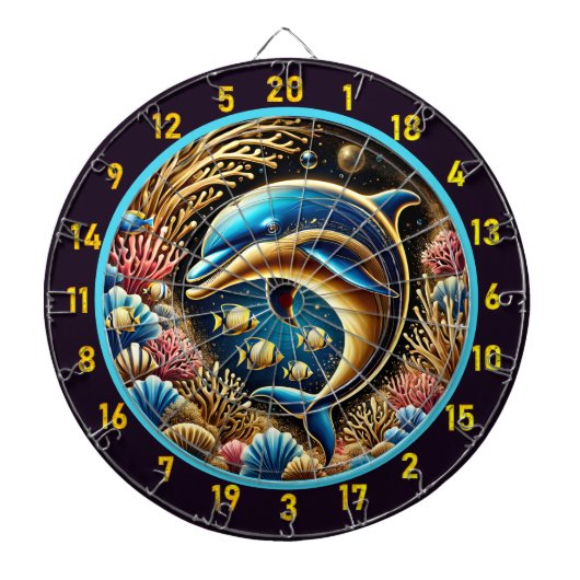 Dolphin Dreams Koraalrif Dartboard Dartbord (Voorkant)