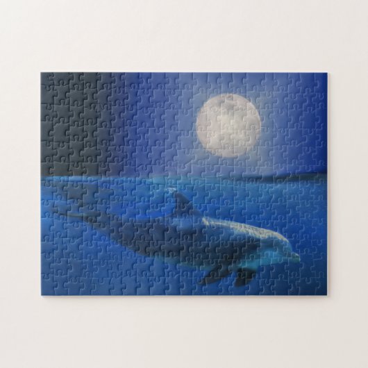 Dolphin en Full Moon Fantasy Legpuzzel (Horizontaal)