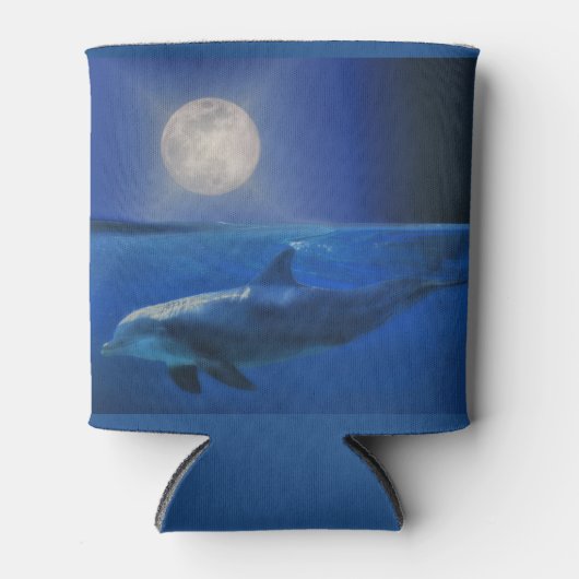 Dolphin en Moon Cozy Cup Koelbox Blikjeskoeler (Voorkant)