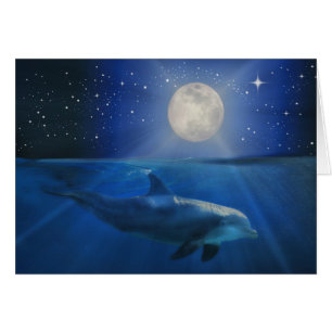 Dolphin en Moon Happy Birthday Kaart