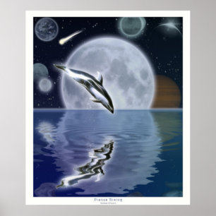 DOLPHIN EN MOON II Fantasy Art Poster