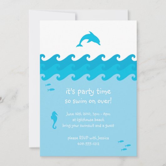 Dolphin en Ocean Waves Invitation Card Kaart (Voorkant)