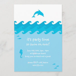 Dolphin en Ocean Waves Invitation Card Kaart