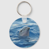 Dolphin Face in Ocean Cute Photo Sleutelhanger (Voorkant)