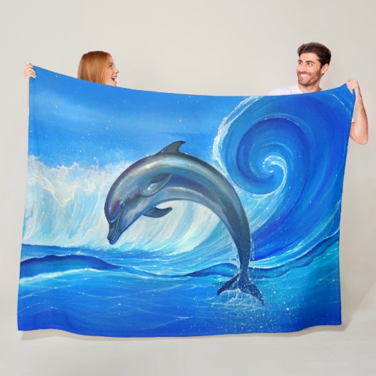 Dolphin Fleece Blanket - Eigen knuppels Deken (In situ)