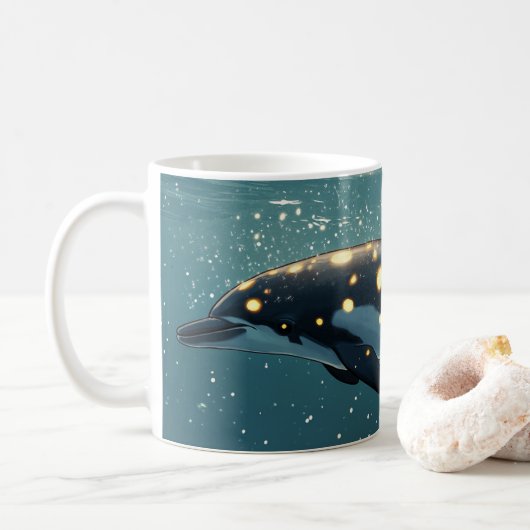 Dolphin Galaxy" of "kosmisch". Koffiemok (Met donut)