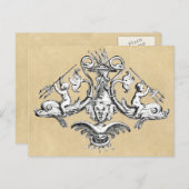 Dolphin & Gargoyle Nautisch symbool Briefkaart (Voorkant / Achterkant)