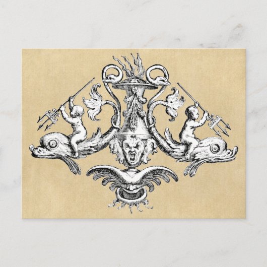 Dolphin & Gargoyle Nautisch symbool Briefkaart (Voorkant)