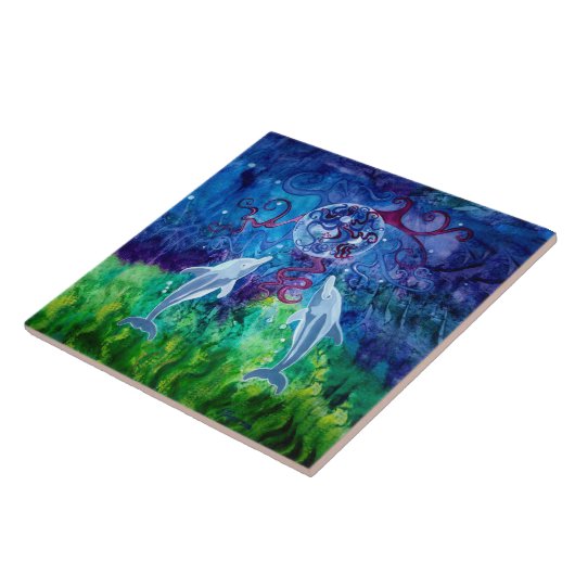 Dolphin Gaze Ceramic Tile Tegeltje (Zijkant)