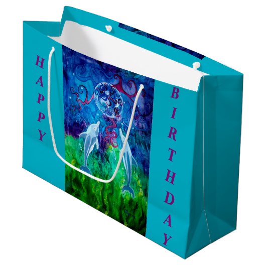 Dolphin Gaze Gift Bag Large Cadeautasje (Voorkant Gekanteld)