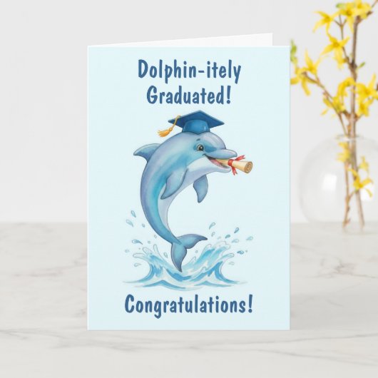 Dolphin Graduation Card Kaart (Gele Bloem)