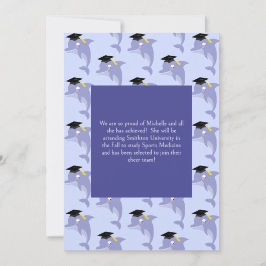 Dolphin Graduation Party Poll Swimming Kaart (Achterkant)