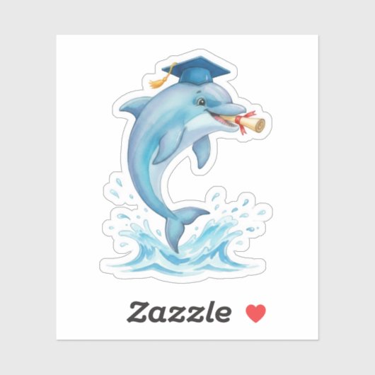 Dolphin Graduation Sticker (Vel)