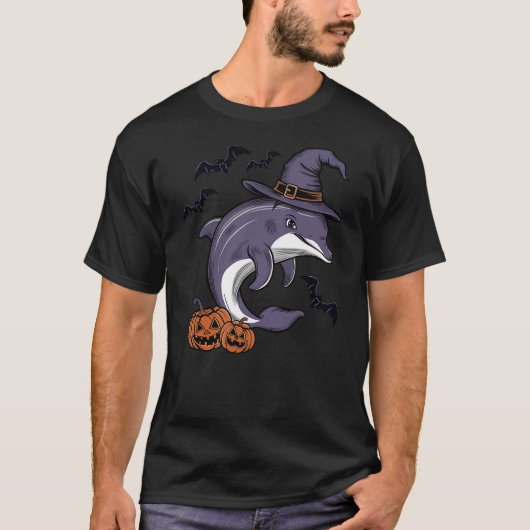 Dolphin Halloween Costume Scary Pumpkin Bat Witch T-shirt (Voorkant)