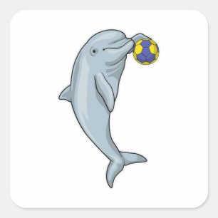 Dolphin Handball-speler Handball Vierkante Sticker