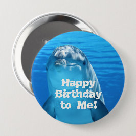 Dolphin Happy Birthday voor me Pin Ronde Button 4,0 Cm