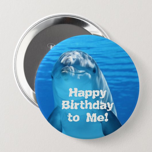 Dolphin Happy Birthday voor me Pin Ronde Button 4,0 Cm (Voorkant /achterkant)