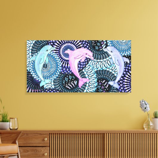 Dolphin Harmony Canvas Afdruk (Insitu (Woonkamer))