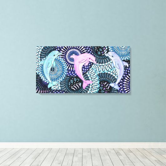 Dolphin Harmony Canvas Afdruk (Insitu (Houten vloer))