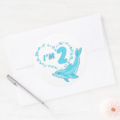 Dolphin Heart 2e verjaardag Classic Round Sticker (Envelop)