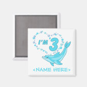 Dolphin Heart 3rd Birthday Magneet (Voorkant / Achterkant)