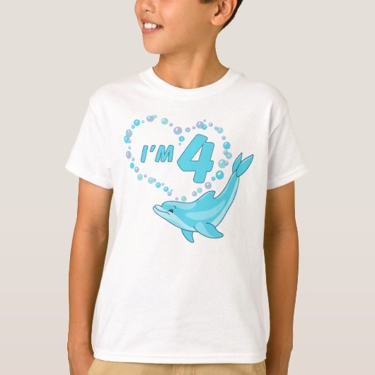 Dolphin Heart 4e verjaardag T-shirt (Voorkant)