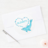 Dolphin Heart, aangepast Ronde Sticker (Envelop)