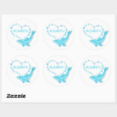 Dolphin Heart, aangepast Ronde Sticker (Vel)