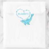 Dolphin Heart, aangepast Ronde Sticker (Tas)