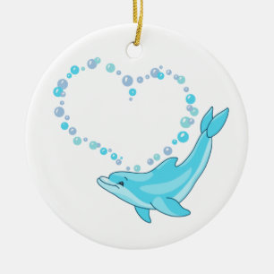 Dolphin Heart Keramisch Ornament