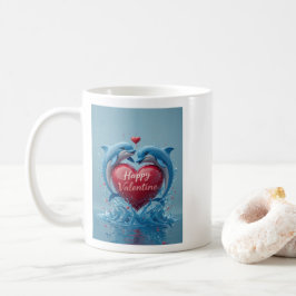 Dolphin Heart Valentine Ocean Love Romantic Koffiemok