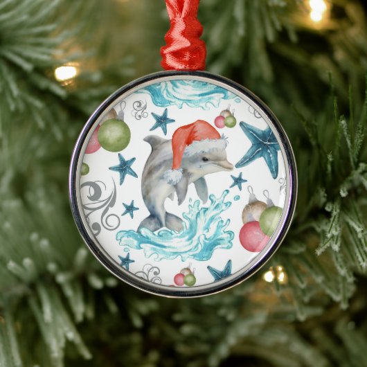 Dolphin in Santa Hat Christmas Ornament Keepsake (Boom)