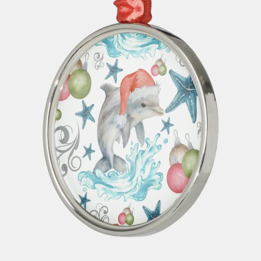 Dolphin in Santa Hat Christmas Ornament Keepsake (Links)