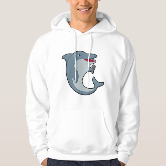 Dolphin in Singing met Microfoon Hoodie (Voorkant)