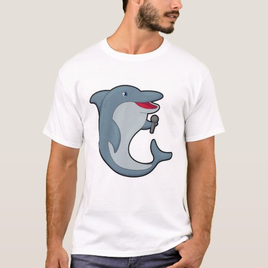 Dolphin in Singing met Microfoon T-shirt (Voorkant)