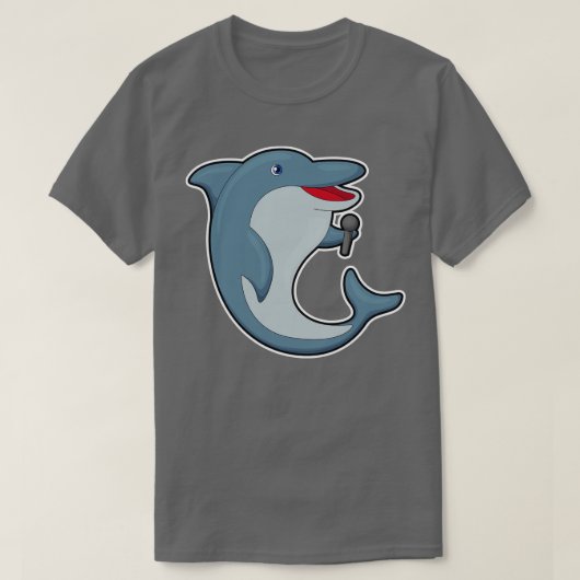 Dolphin in Singing met Microfoon T-shirt (Design voorkant)